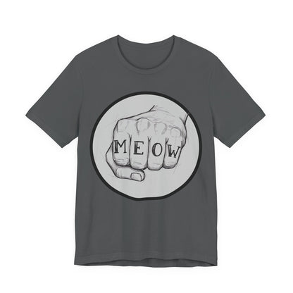 Meow Knuckle Tattoo Tee — Cat Lover Graphic T‑Shirt