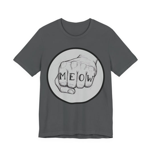 Meow Knuckle Tattoo Tee — Cat Lover Graphic T‑Shirt