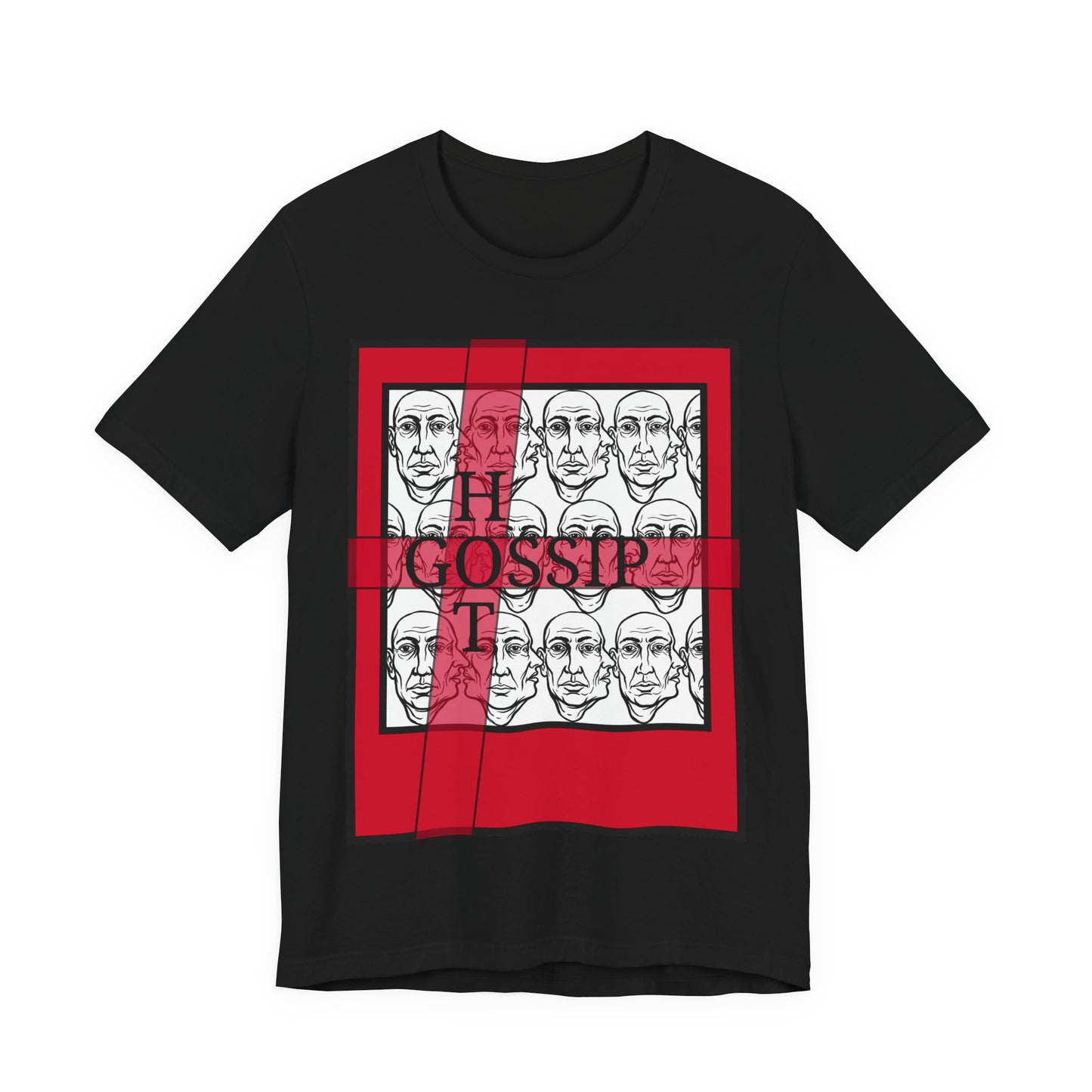 HotGossip - RedRibbon - Faces Graphic Tee — Red Block Art T-Shirt