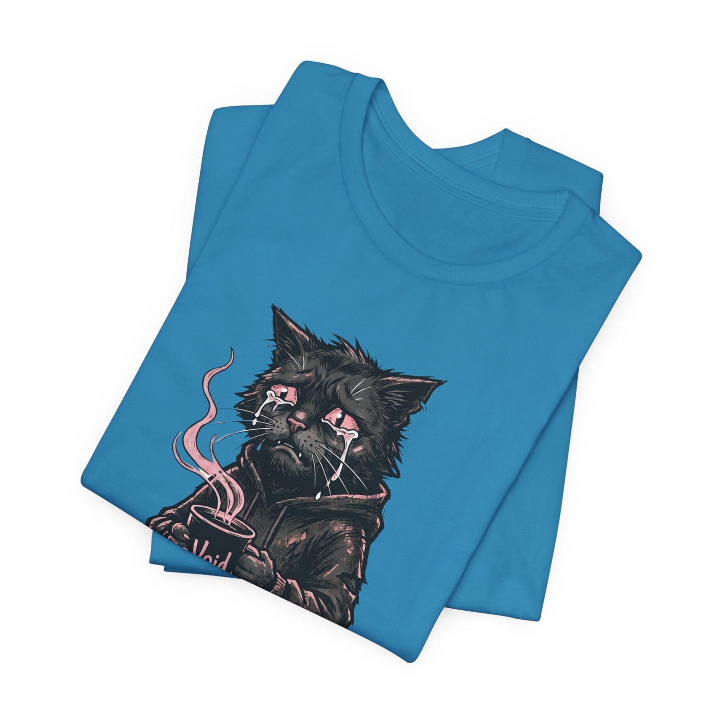 VOID - The Dark Void Cat T‑Shirt — Gothic Coffee Black Cat Illustration Tee