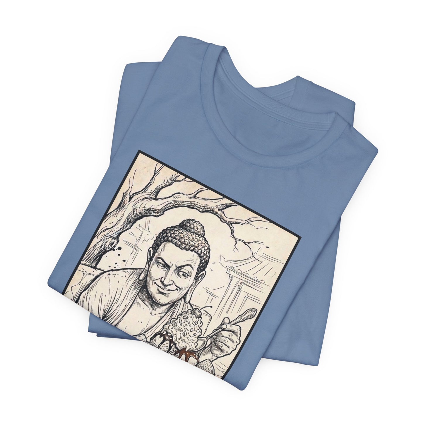 Bad Buddha Sundae Sketch Tee — Religious Humor Buddha Graphic T-Shirt