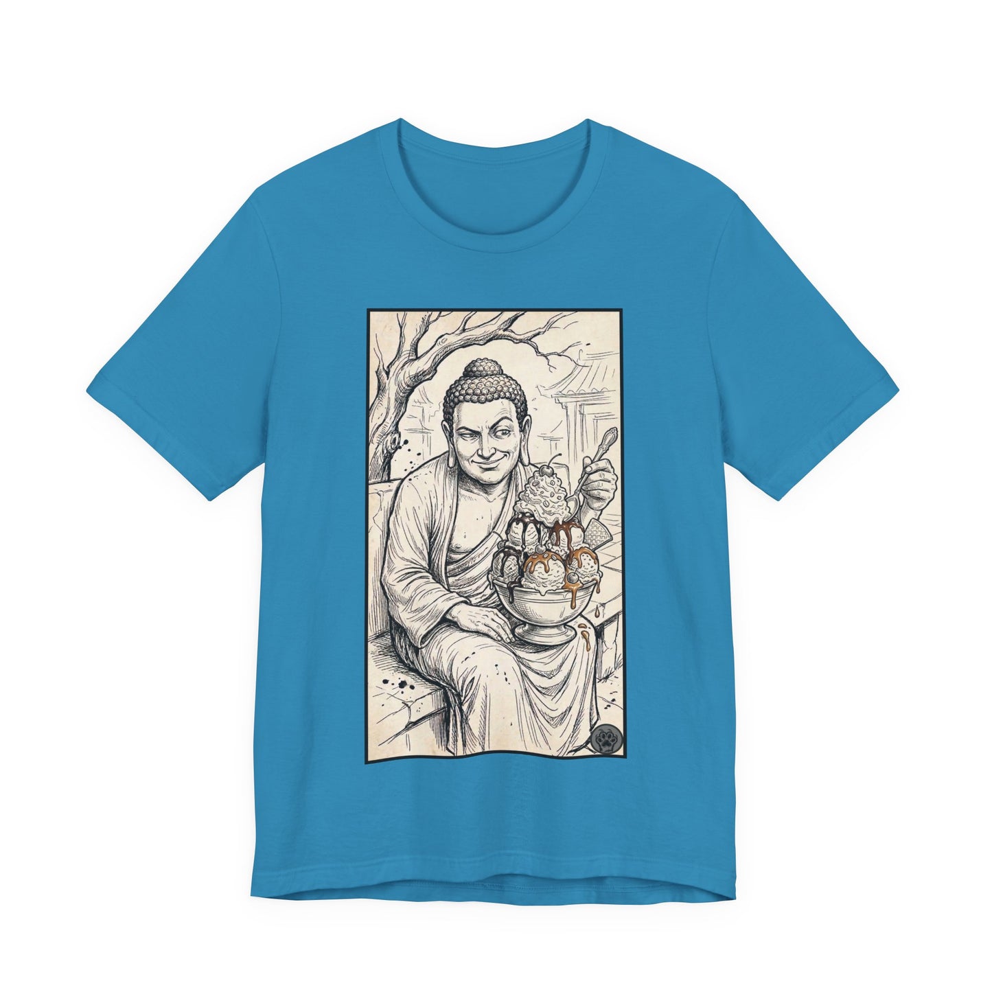 Bad Buddha Sundae Sketch Tee — Religious Humor Buddha Graphic T-Shirt