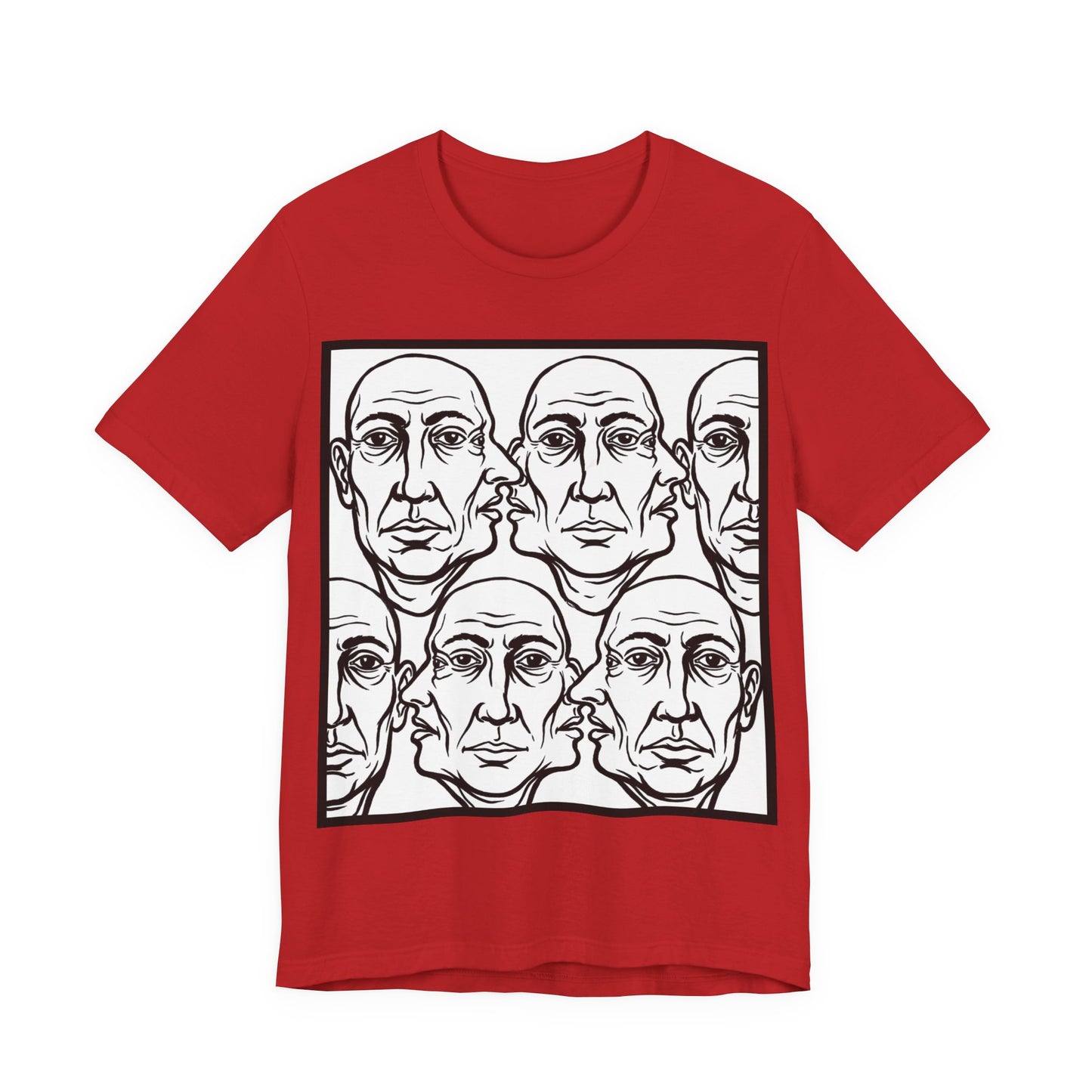 HotGossip - Version 2 - Monochrome Repeating Faces Tee – Abstract Expressionist Portrait T-Shirt