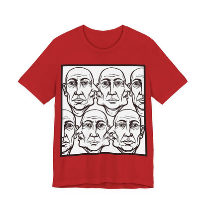 HotGossip - Version 2 - Monochrome Repeating Faces Tee – Abstract Expressionist Portrait T-Shirt