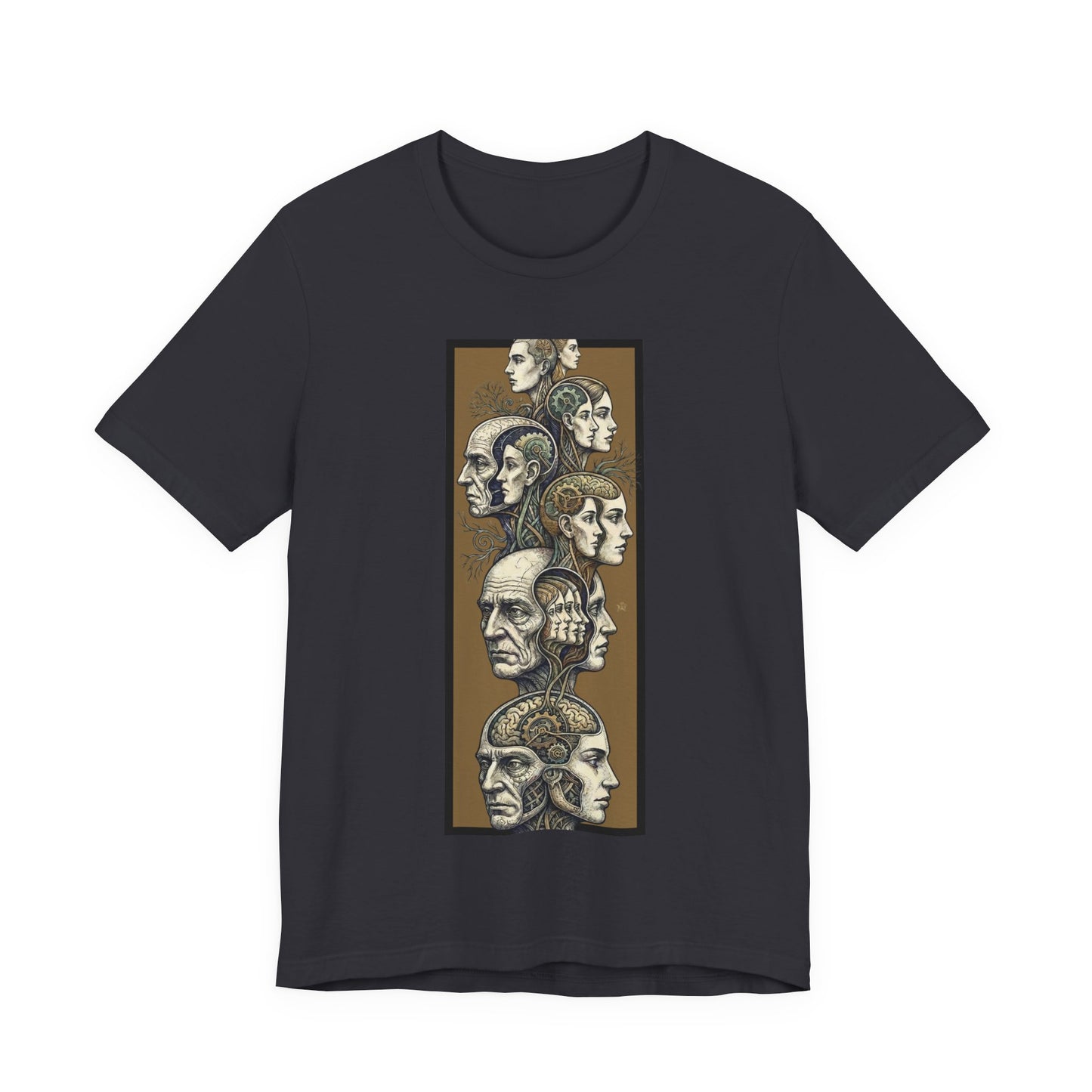 Family of Thought - Gold - Anatomical Heads Vertical Collage T-Shirt