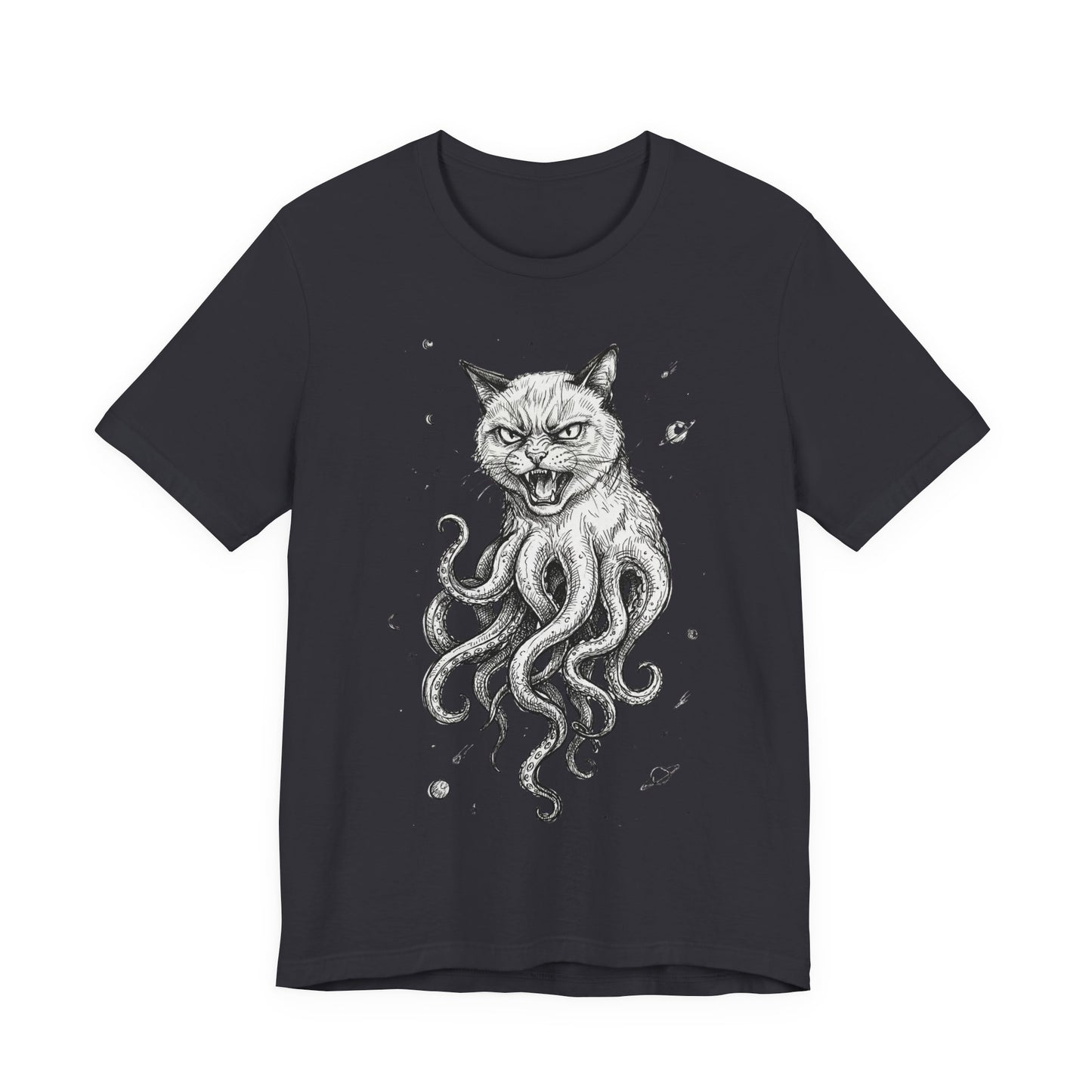 AlienCat In Space! - Cat-Octopus Hybrid Tee — Surreal Space Graphic T-Shirt