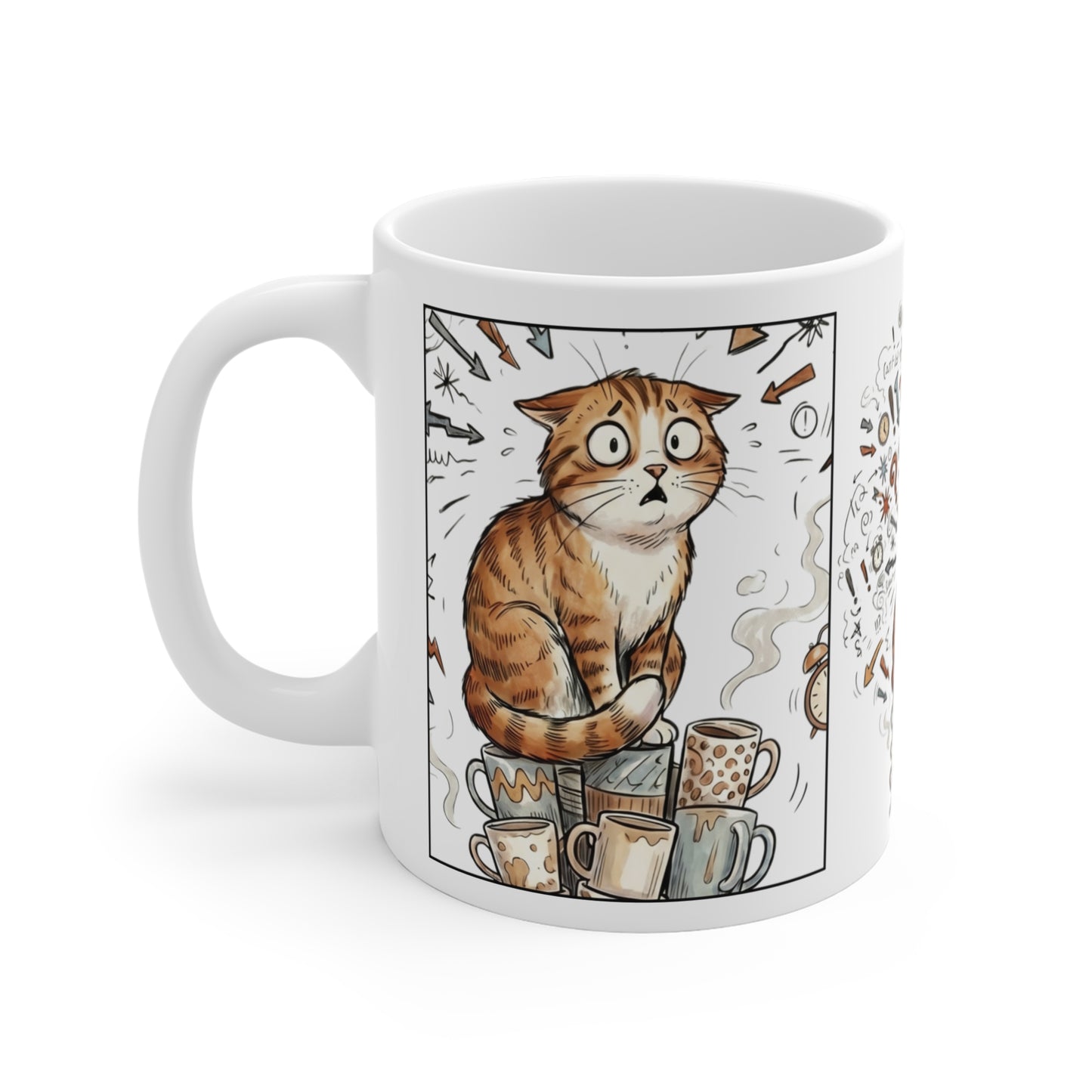 VOID - Anxious Cat Coffee Mug — Cute Stressed Kitty 11oz Ceramic Mug
