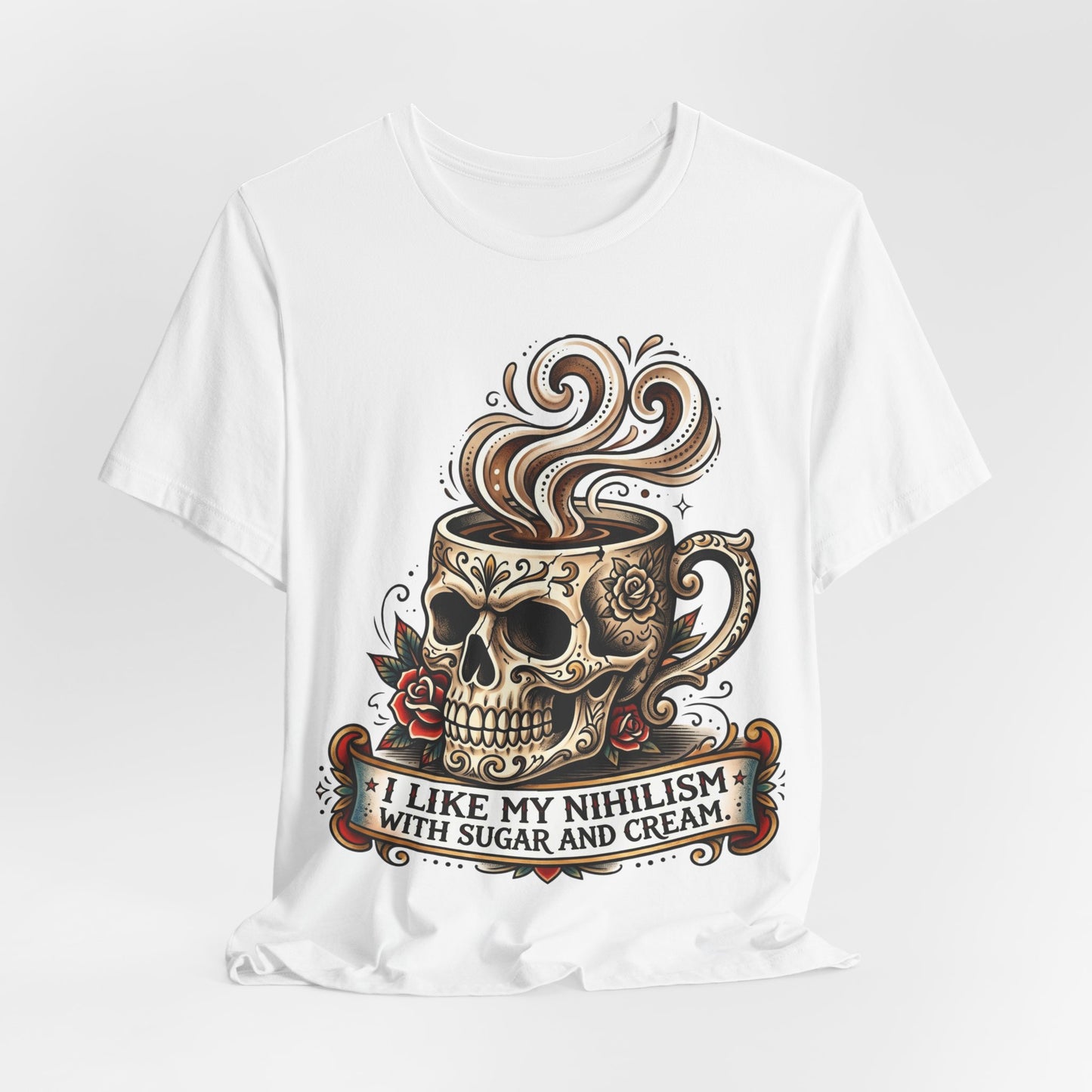 VOID - Skull Coffee Tee — "I Like My Nihilism With Sugar and Cream" Graphic T-Shirt