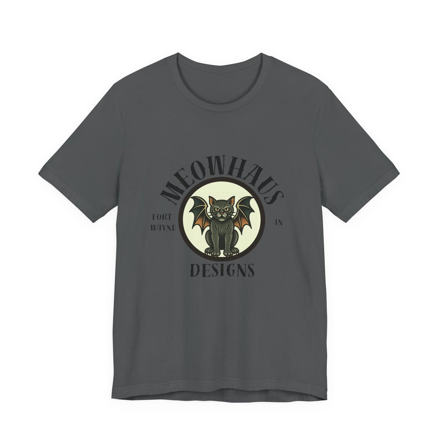 MHD - Emblem - Vintage Tattoo Cat Bat Logo Tee — “Meowhaus Designs” Graphic T-Shirt