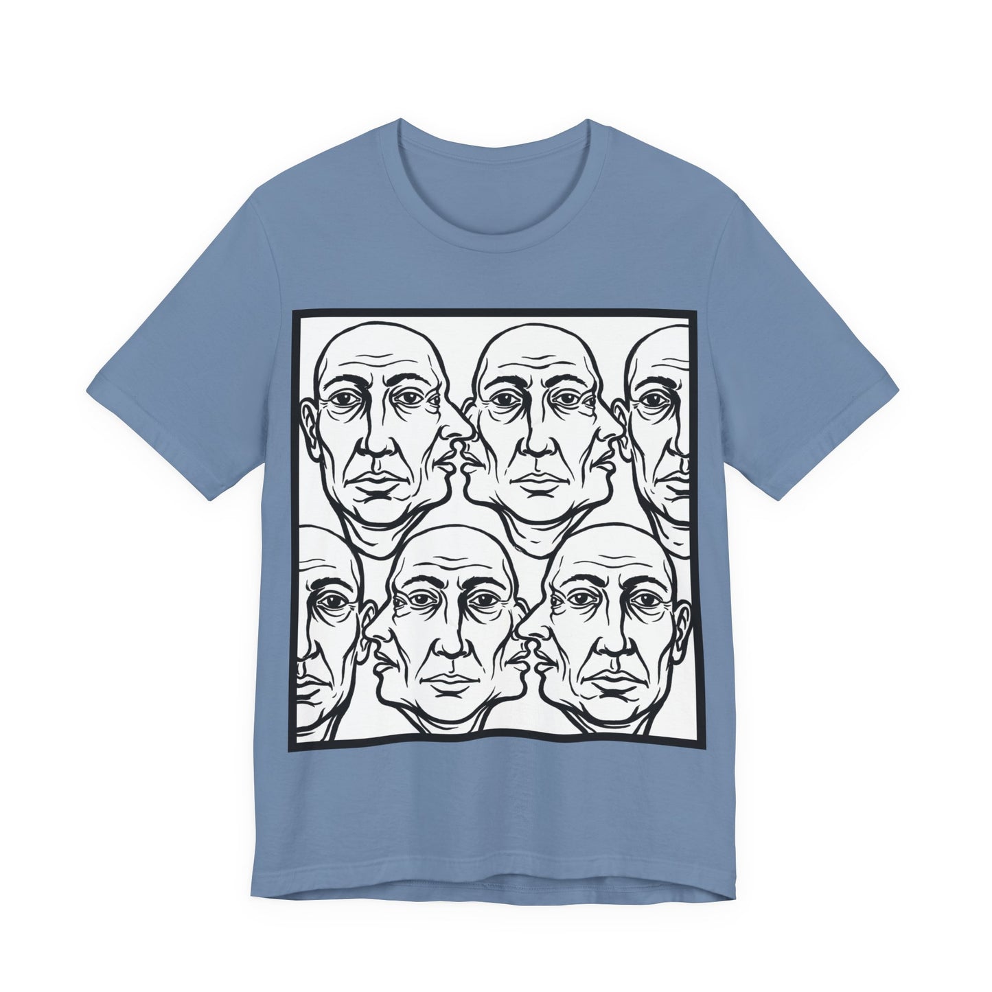HotGossip - Version 2 - Monochrome Repeating Faces Tee – Abstract Expressionist Portrait T-Shirt