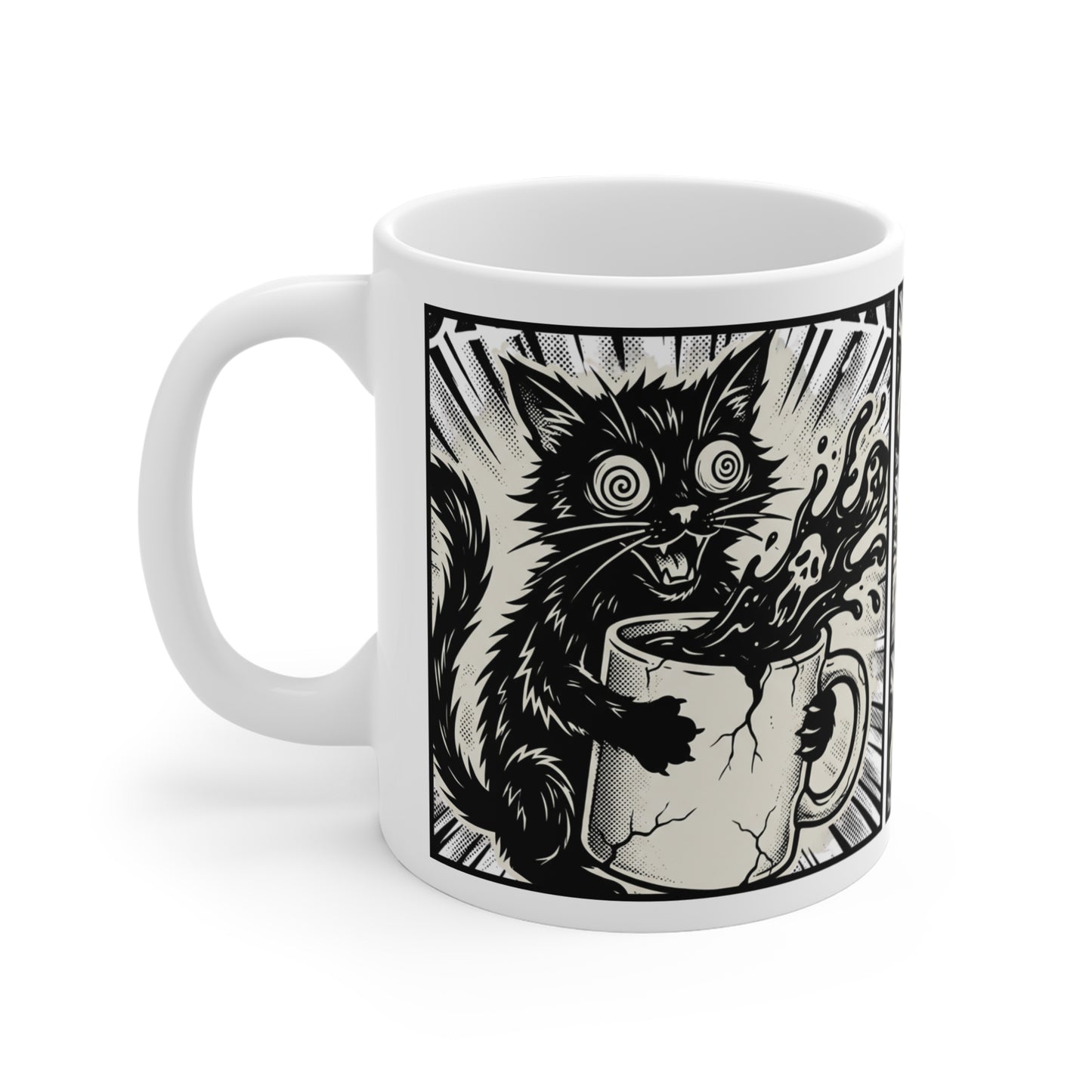 VOID - Spooky Cat Coffee Mug — Black Cat Pouring Magic 11oz Ceramic Mug