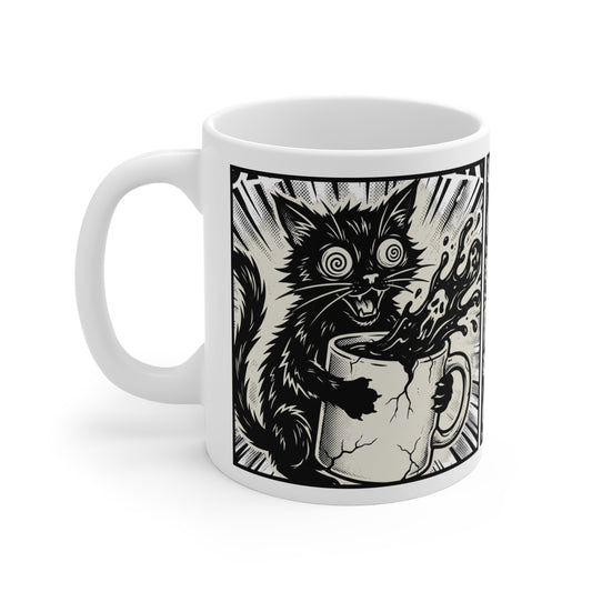 VOID - Spooky Cat Coffee Mug — Black Cat Pouring Magic 11oz Ceramic Mug