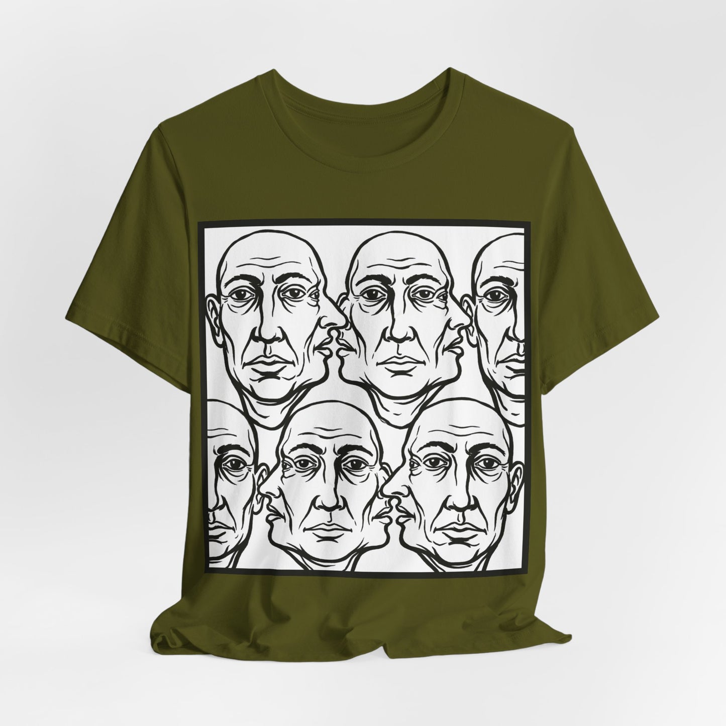 HotGossip - Version 2 - Monochrome Repeating Faces Tee – Abstract Expressionist Portrait T-Shirt