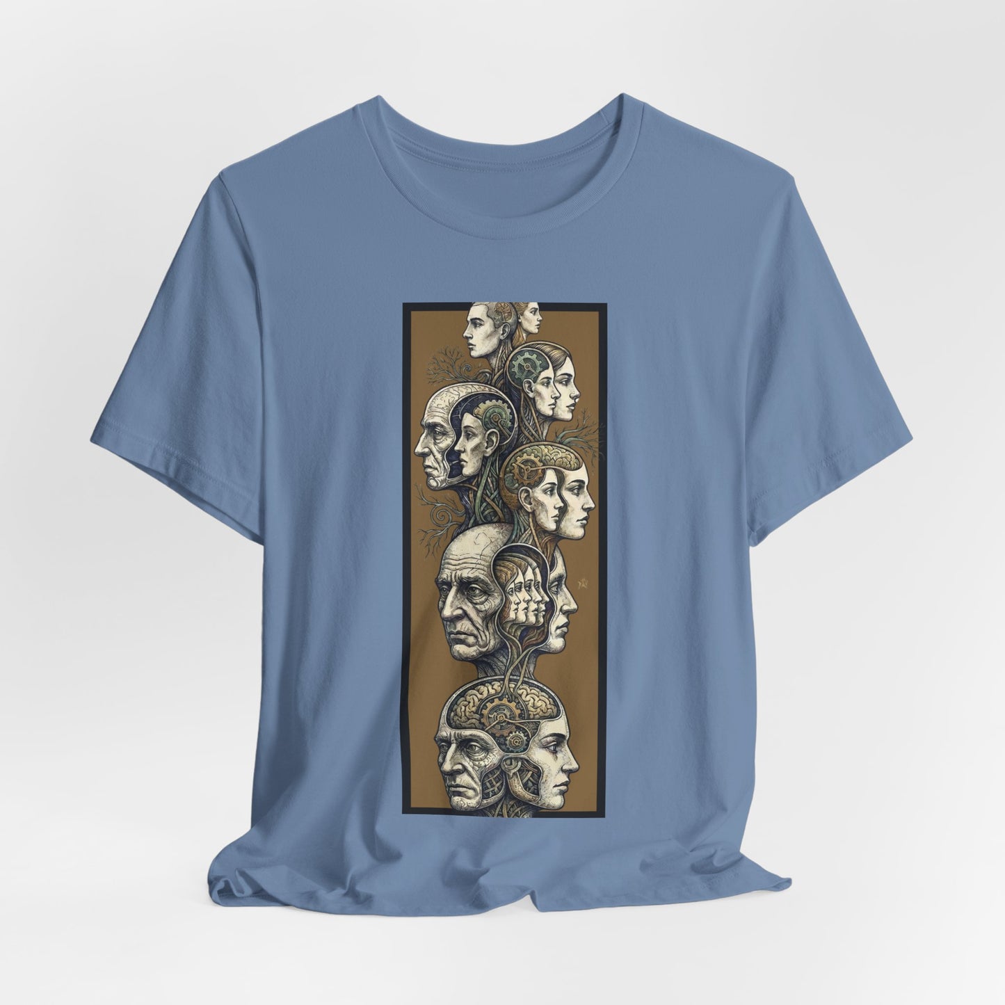 Family of Thought - Gold - Anatomical Heads Vertical Collage T-Shirt