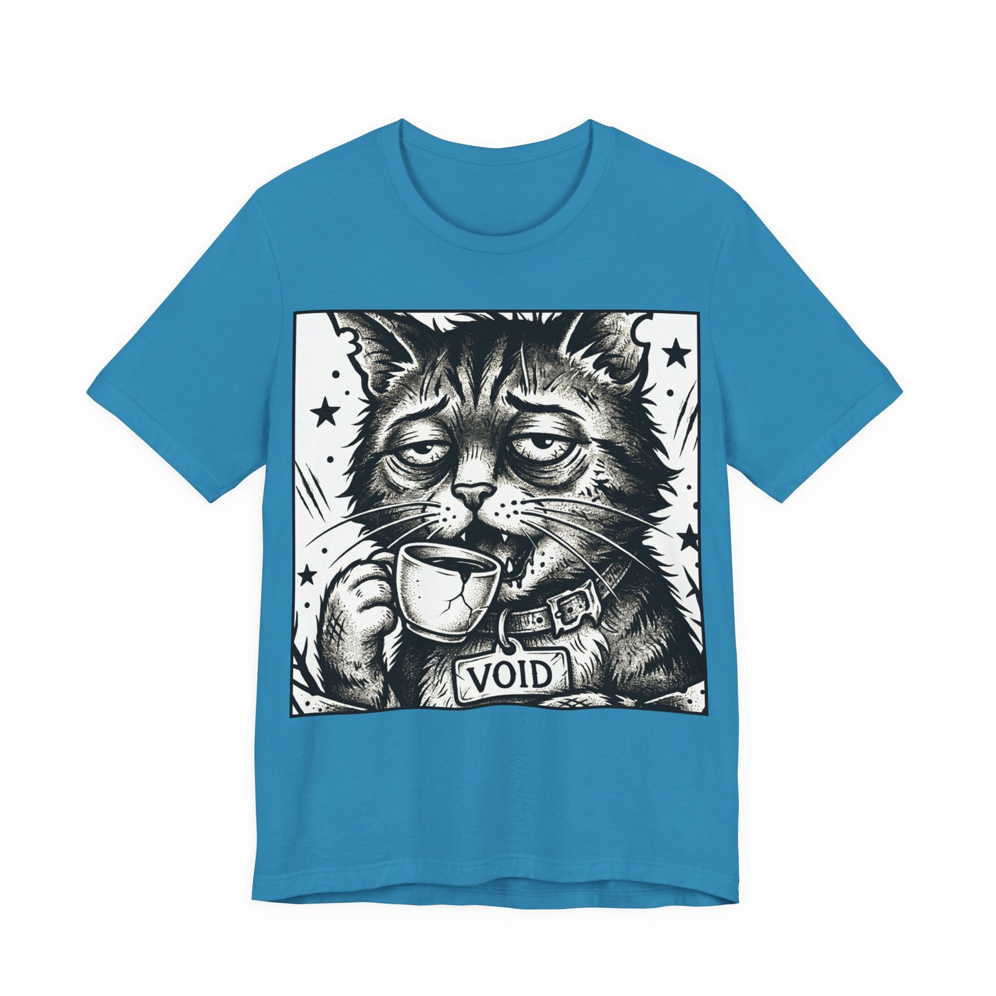 VOID - The Original Void Cat Tee — Tired Moody Cat Drinking Coffee Graphic T-Shirt