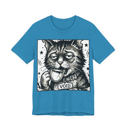 VOID - The Original Void Cat Tee — Tired Moody Cat Drinking Coffee Graphic T-Shirt
