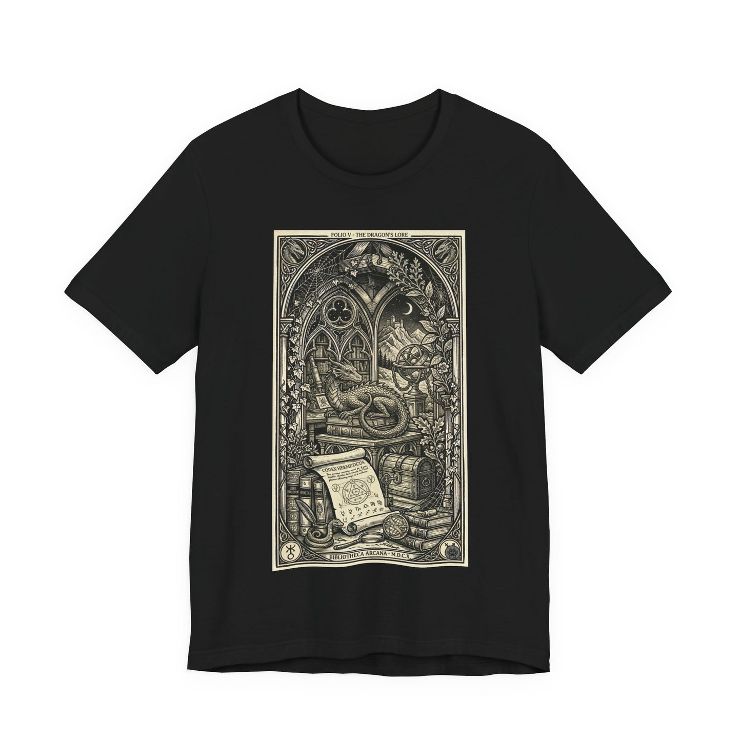 DarkArts Collection - Dragon - Occult Library T-Shirt — Vintage Tarot Alchemy Design