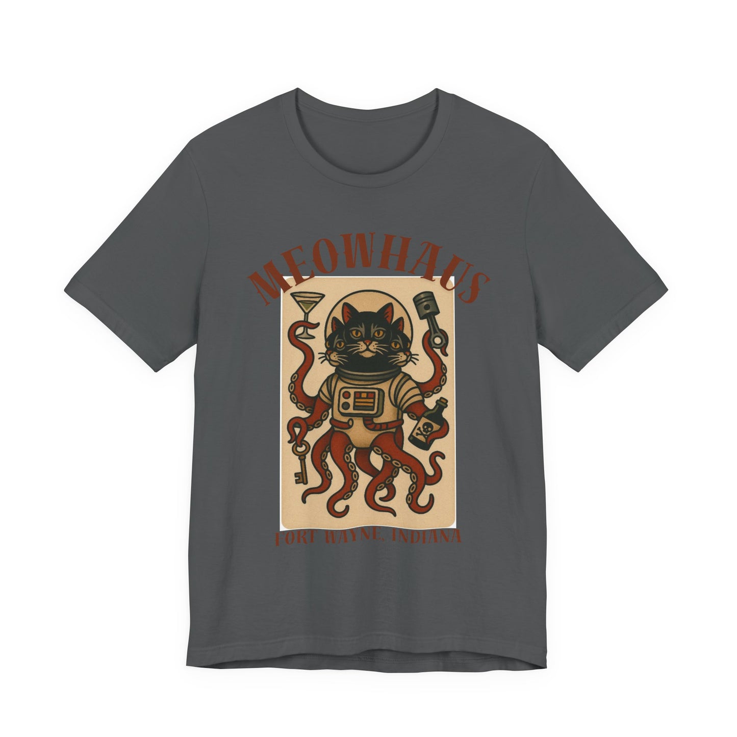 Alien Cat Astronaut Vintage Tattoo Tee – Sci‑Fi Cat Octopus T‑Shirt (Fort Wayne, Indiana)