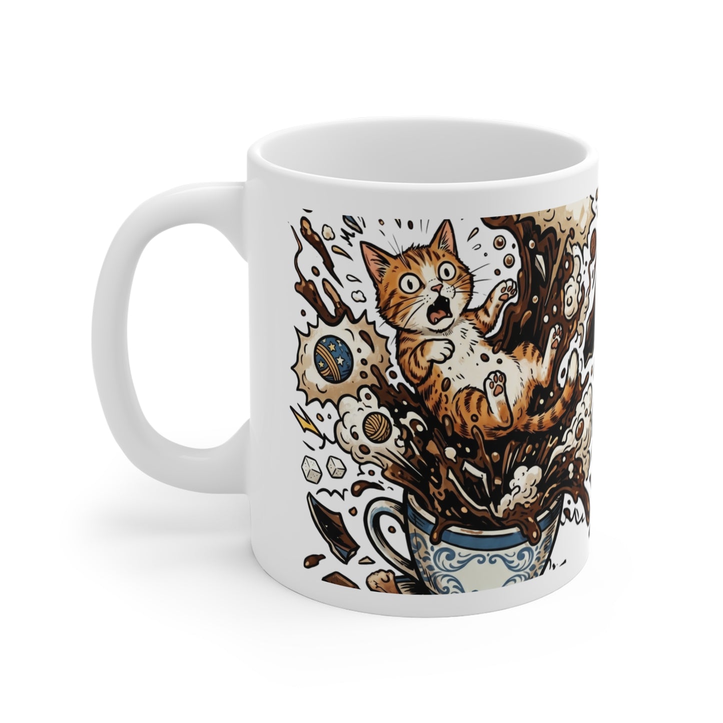 VOID - Cat Splash Coffee Mug – Cute Orange Kitten Popping Out of Coffee Cup, Funny Cat Lover Gift 11oz