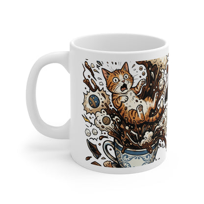 VOID - Cat Splash Coffee Mug – Cute Orange Kitten Popping Out of Coffee Cup, Funny Cat Lover Gift 11oz