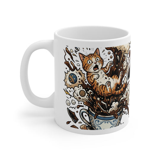 VOID - Cat Splash Coffee Mug – Cute Orange Kitten Popping Out of Coffee Cup, Funny Cat Lover Gift 11oz