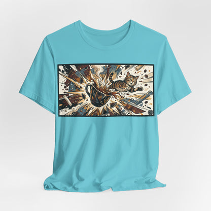 VOID - Coffee Cup Explosion Art Tee — Retro Abstract Coffee Splash T-Shirt