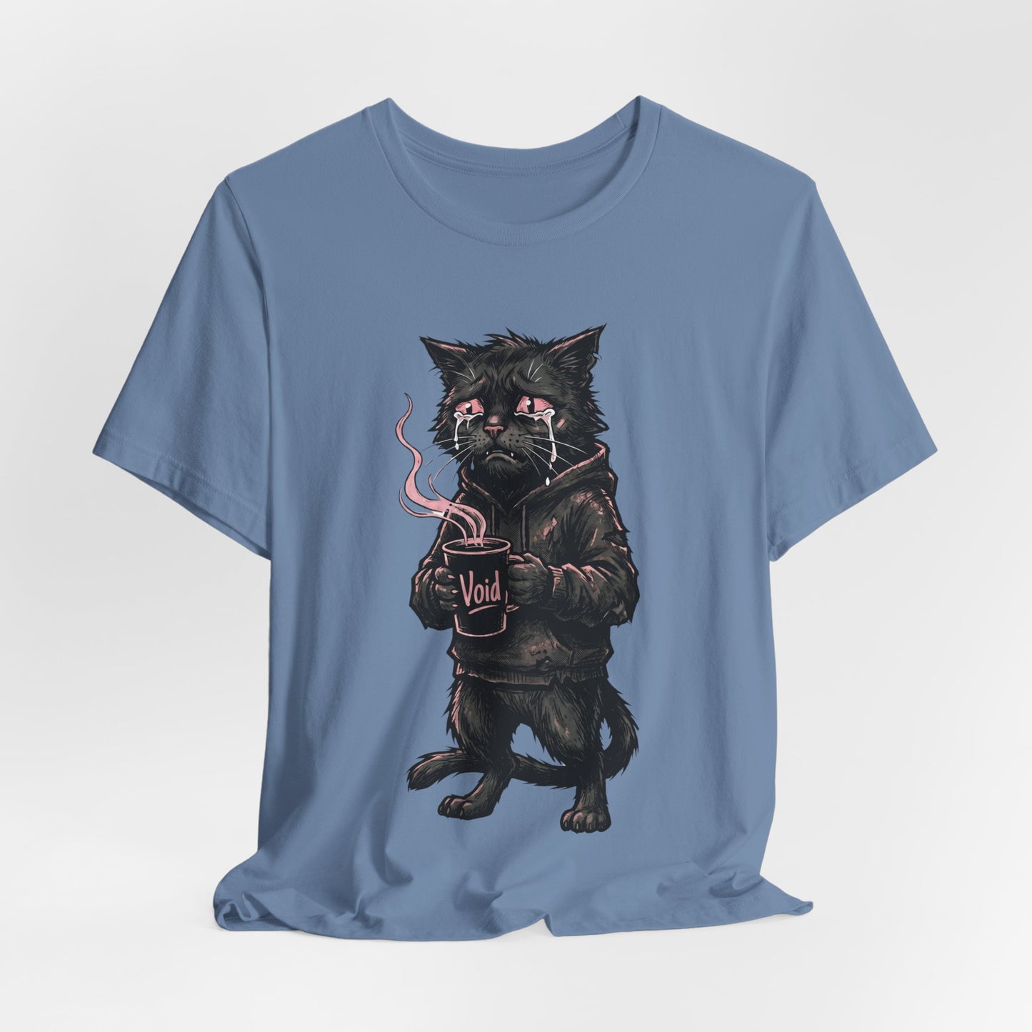 VOID - The Dark Void Cat T‑Shirt — Gothic Coffee Black Cat Illustration Tee
