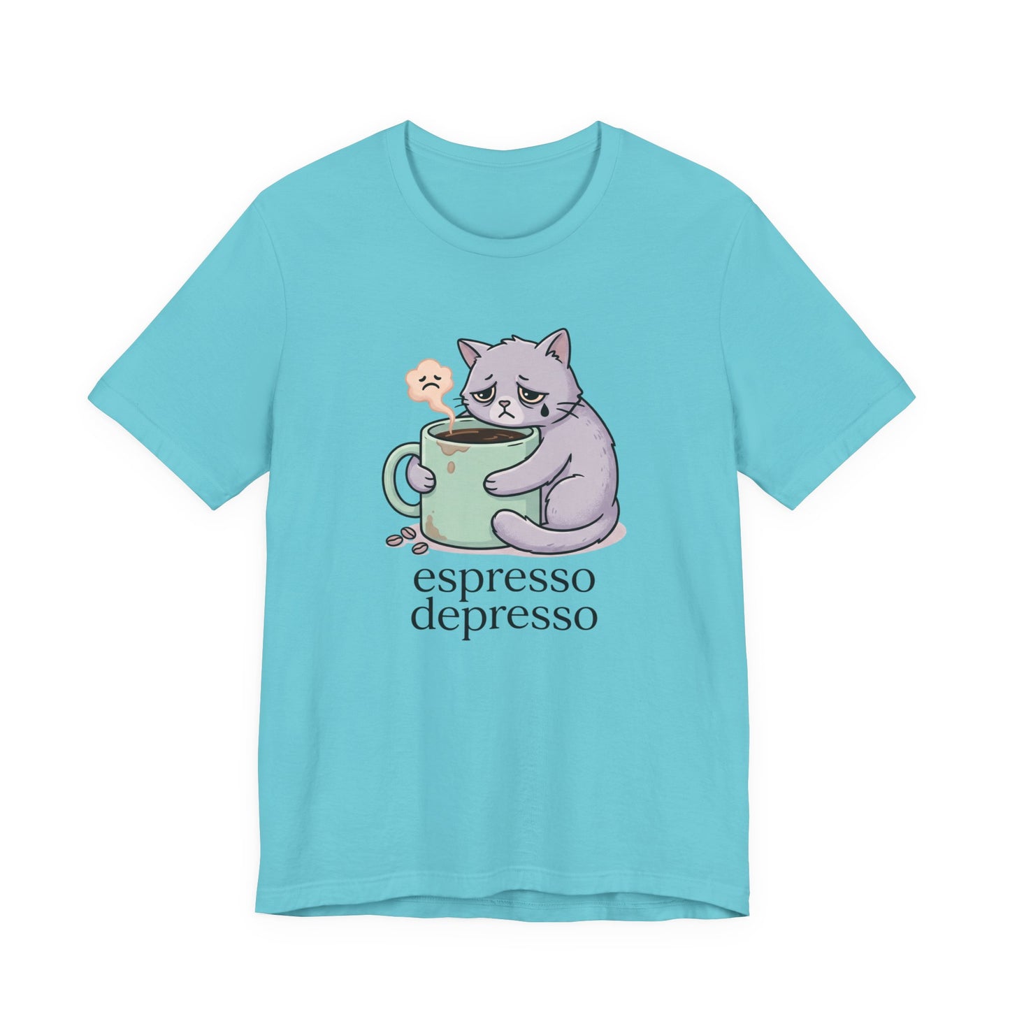 VOID - Espresso Depresso Cat T-Shirt — Cute Sad Cat Coffee Tee