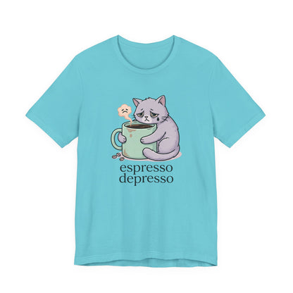 VOID - Espresso Depresso Cat T-Shirt — Cute Sad Cat Coffee Tee