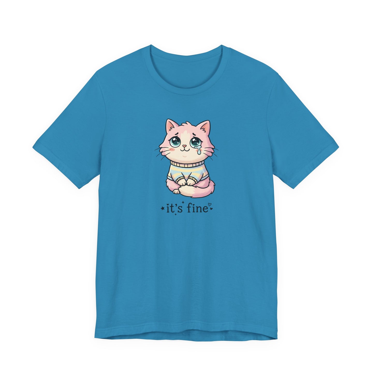 VOID - It's Fine - Cute Sad Cat Kitten Tee