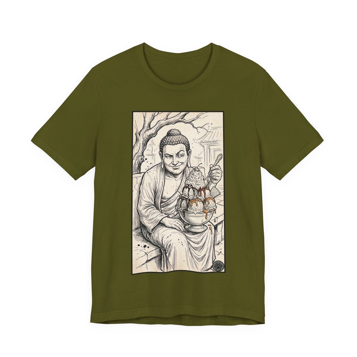 Bad Buddha Sundae Sketch Tee — Religious Humor Buddha Graphic T-Shirt