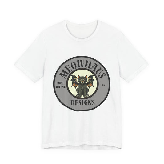 MHD Emblem - Grey Circle - Vintage Tattoo Meowhaus Designs Bat Cat Logo Tee