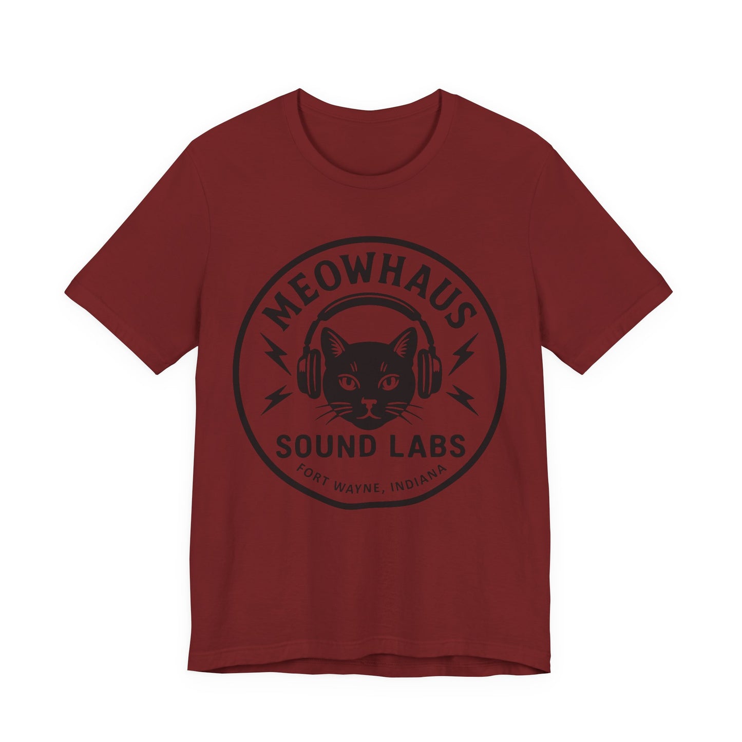 Meowhaus Sound Labs Cat Logo Tee - Large Clear Logo - Fort Wayne Indiana Audio Sound Music Recording Production Studio