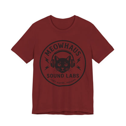 Meowhaus Sound Labs Cat Logo Tee - Large Clear Logo - Fort Wayne Indiana Audio Sound Music Recording Production Studio