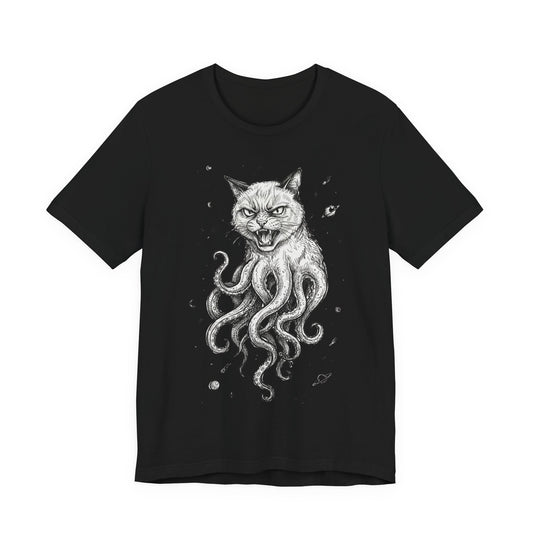 AlienCat In Space! - Cat-Octopus Hybrid Tee — Surreal Space Graphic T-Shirt