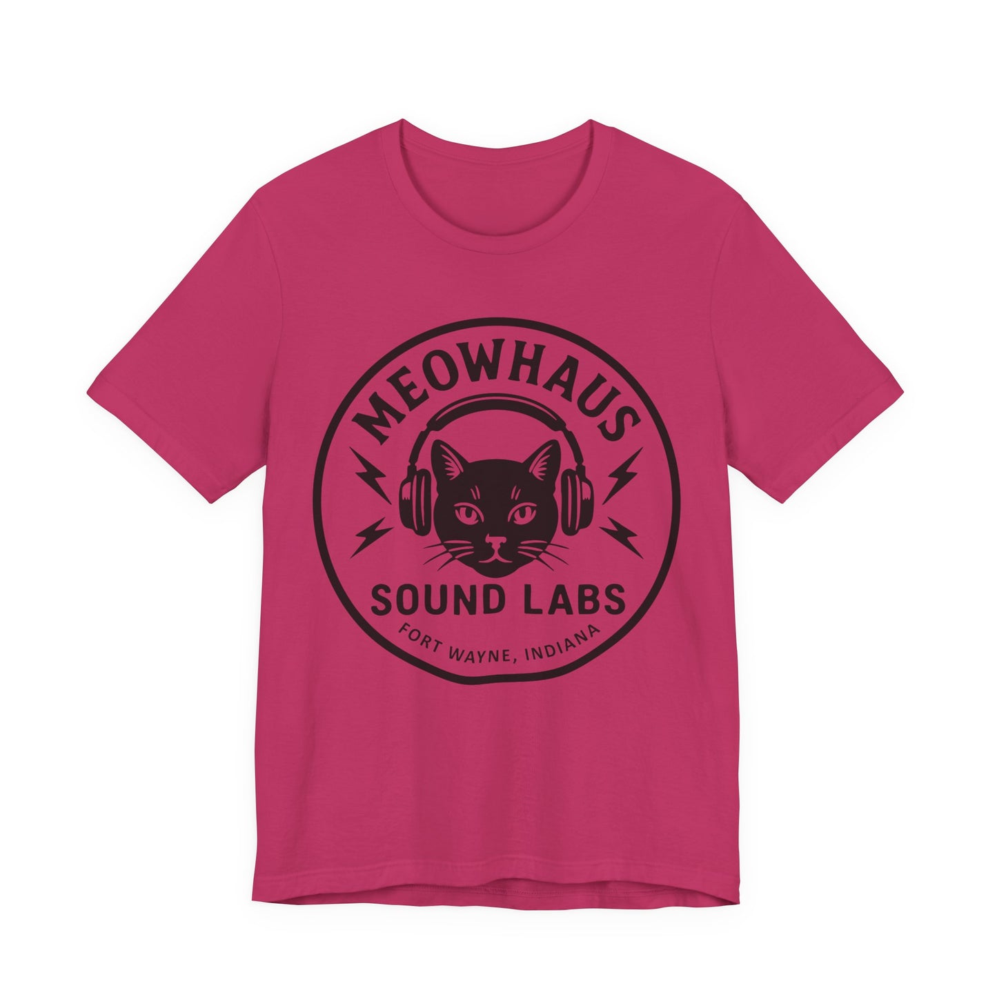 Meowhaus Sound Labs Cat Logo Tee - Large Clear Logo - Fort Wayne Indiana Audio Sound Music Recording Production Studio