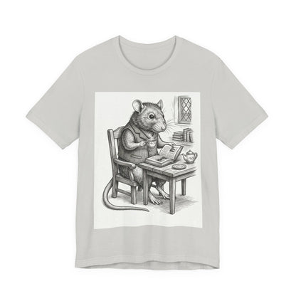 Ratney - "Cup of Tea & A Good Book" - Rodent Scholar T‑Shirt — Vintage Style Illustration of a Reading Rat with Tea