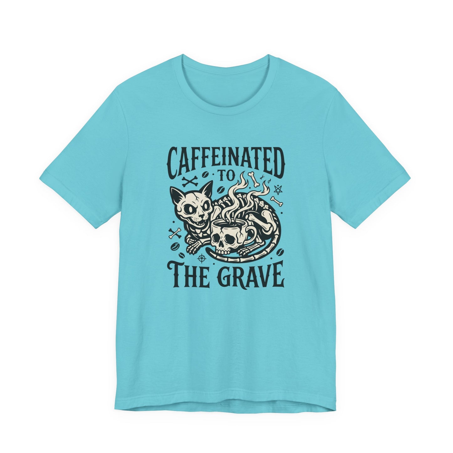 VOID - Caffeinated to the Grave Tee - Coffee Cat Humor Shirt