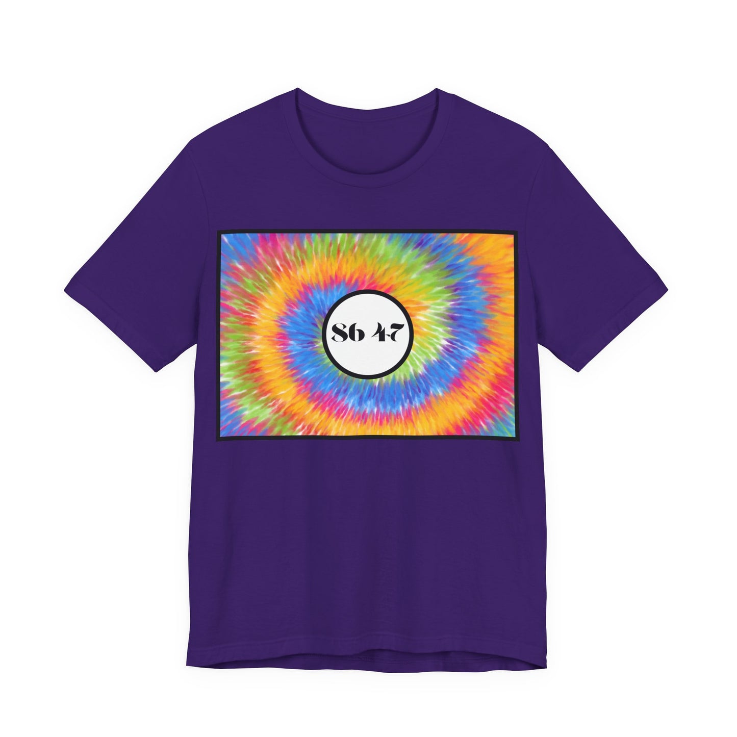 Tie-Dye Vibe T-Shirt — "86 47" Retro Rainbow Graphic Tee