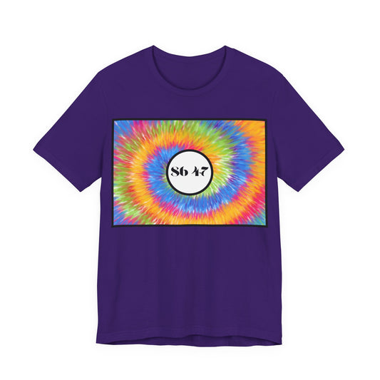 Tie-Dye Vibe T-Shirt — "86 47" Retro Rainbow Graphic Tee