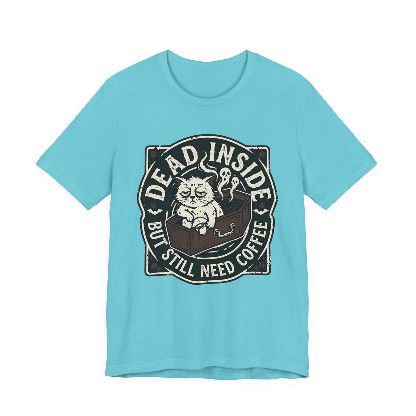 VOID - Dead Inside But Still Need Coffee T-Shirt - Coffee Cat Humor Tee