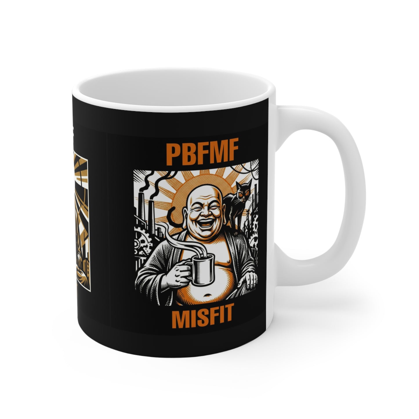 IYKYK - Misfit Mug — PBFMF Buddha, Budai & Cat Coffee Art 11oz