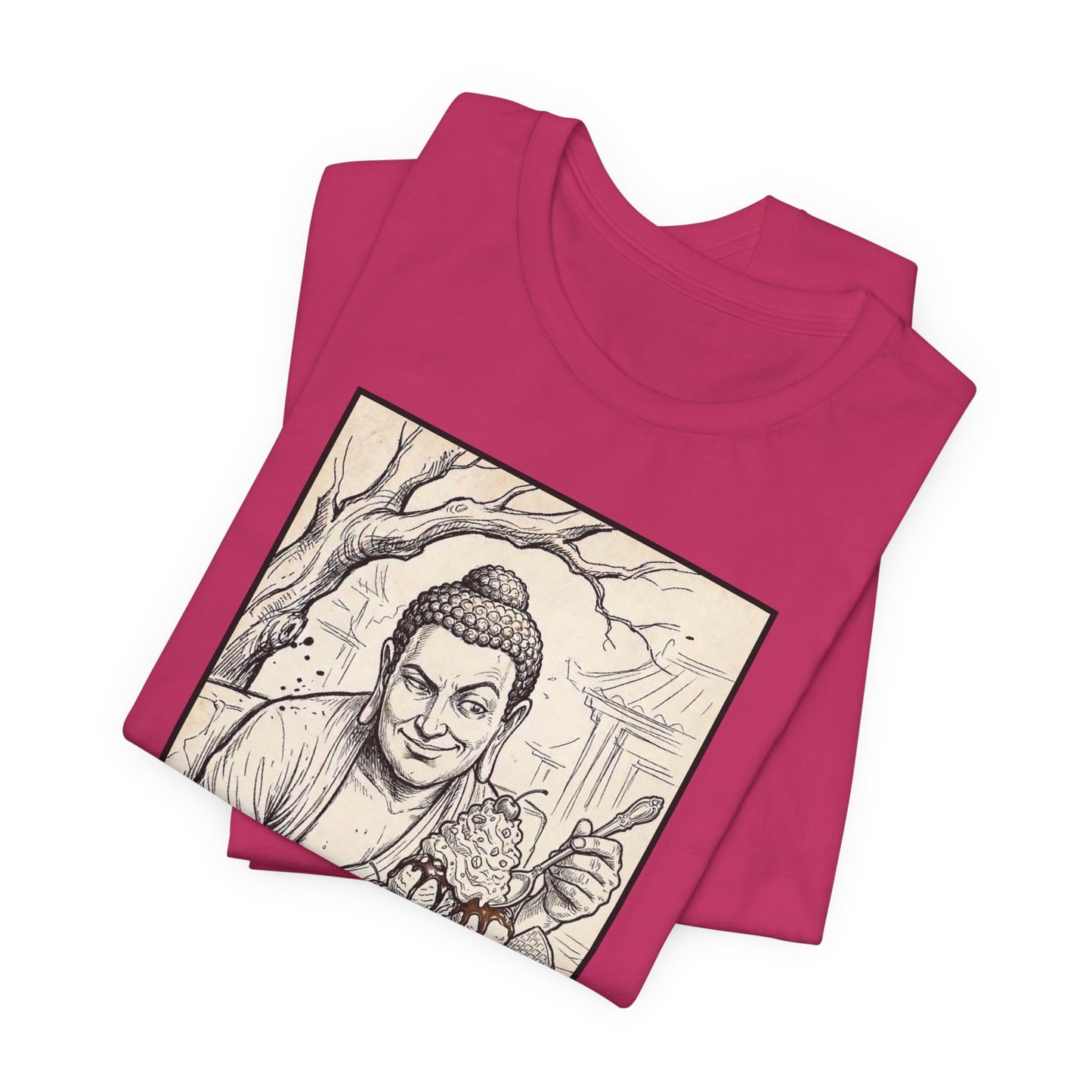 Bad Buddha Sundae Sketch Tee — Religious Humor Buddha Graphic T-Shirt