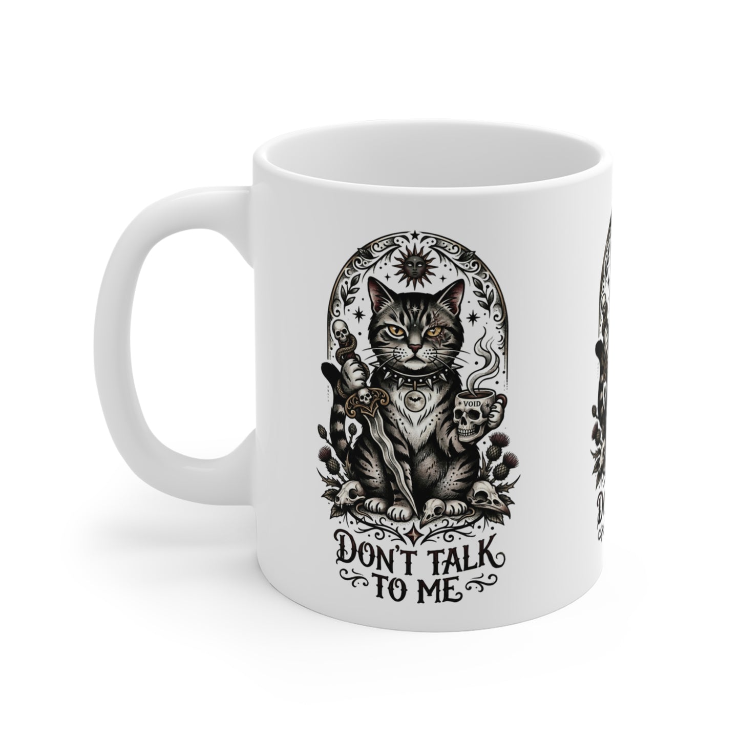 VOID - Don't Talk To Me Cat Mug — 11oz Gothic Cat Coffee Cup