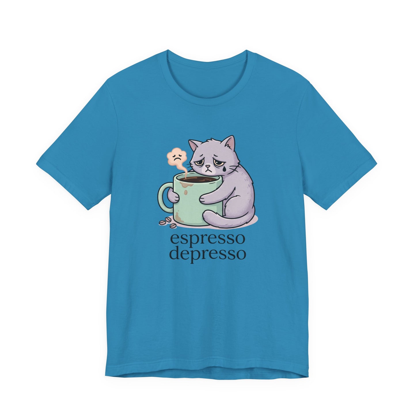 VOID - Espresso Depresso Cat T-Shirt — Cute Sad Cat Coffee Tee