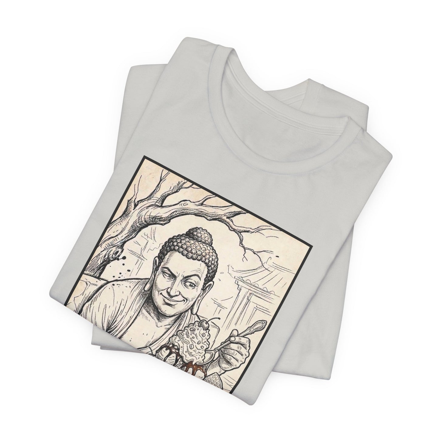 Bad Buddha Sundae Sketch Tee — Religious Humor Buddha Graphic T-Shirt