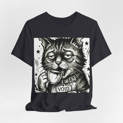 VOID - The Original Void Cat Tee — Tired Moody Cat Drinking Coffee Graphic T-Shirt