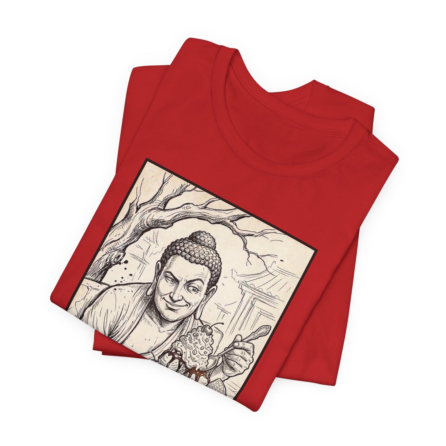 Bad Buddha Sundae Sketch Tee — Religious Humor Buddha Graphic T-Shirt