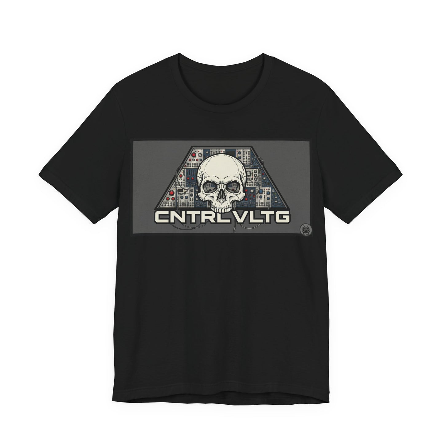 CV Control Voltage - TriBase Grey - Skull Modular Synth Analog Circuit 'CNTRL VLTG' Graphic Tee - Retro Tech Skull T-Shirt