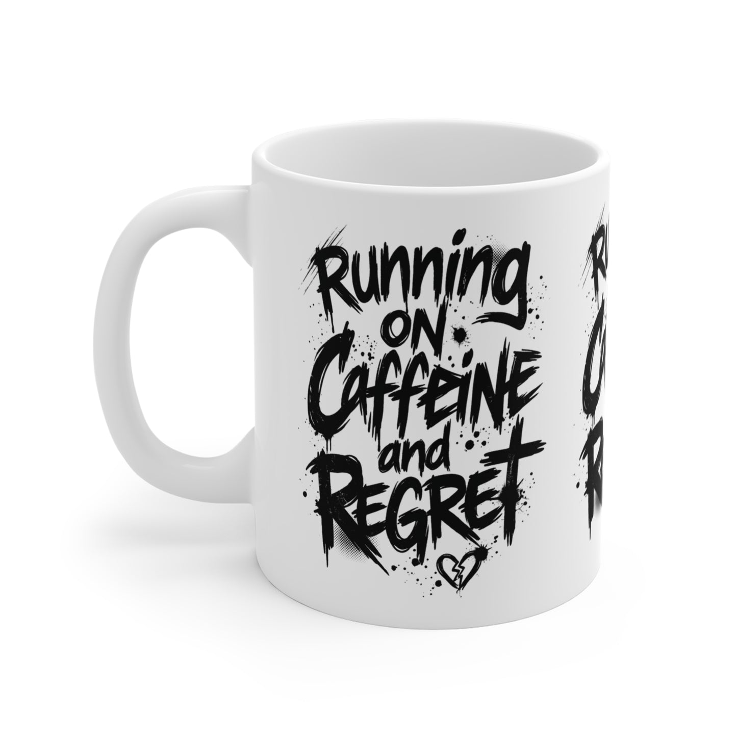 VOID - Running on Caffeine and Regret Mug — Funny 11oz Coffee Cup for Tired Adults